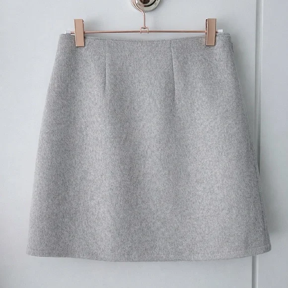 Club Monaco Grey Wool Blend A-Line Mini Skirt | Size 2 | Like New Minimal - Picture 3 of 6